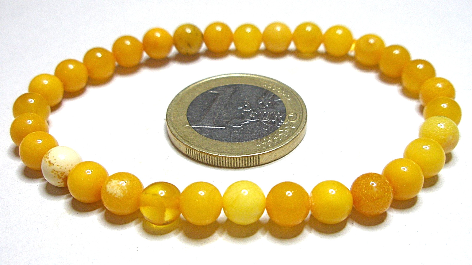 Baltic Amber Bracelet Round Beads 5 mm Egg Yolk Butterscotch Polished 16 cm