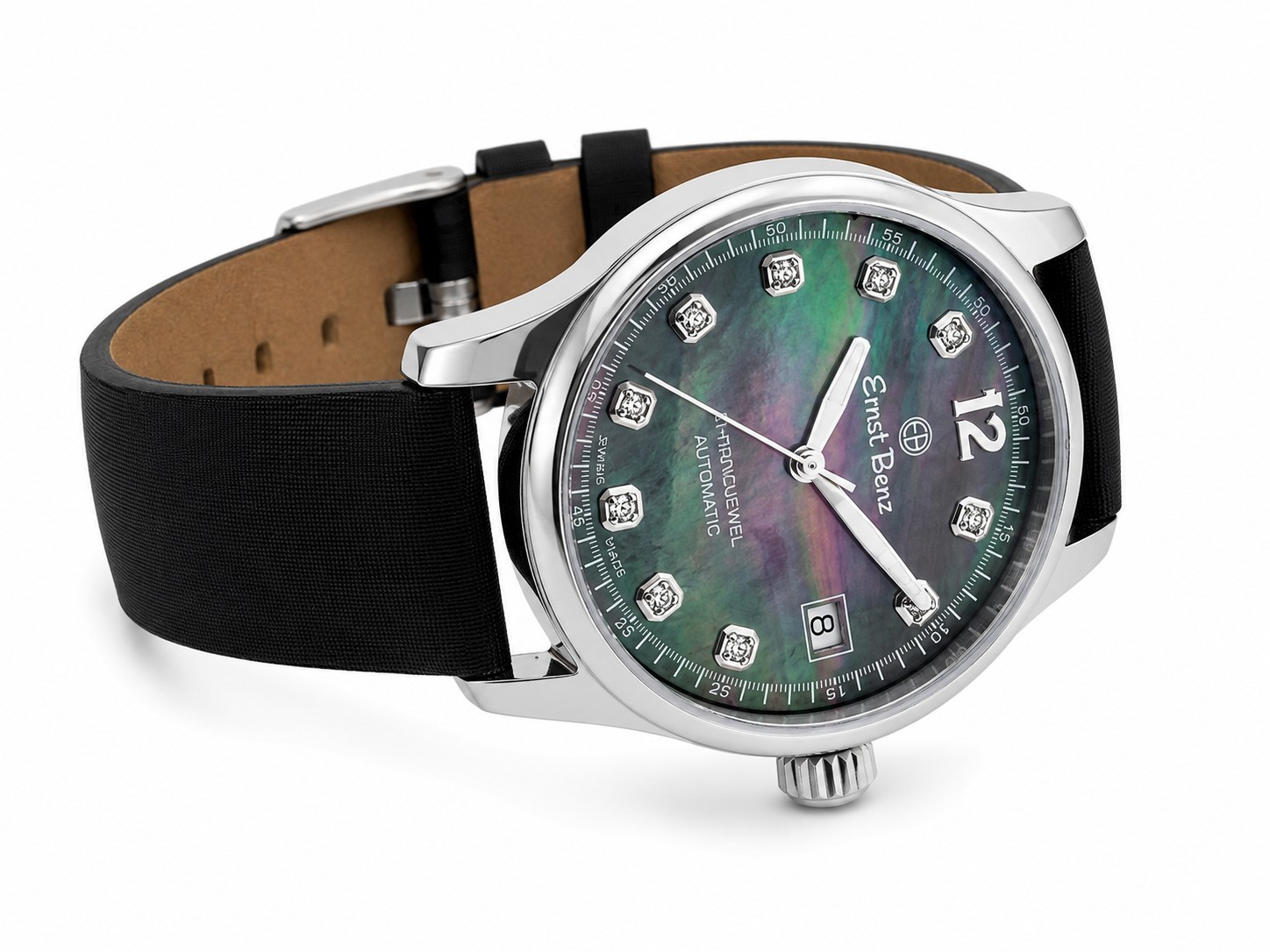 Ernst Benz ChronoJewel Automatic Black MOP Abalone Diamond Dial Watch
