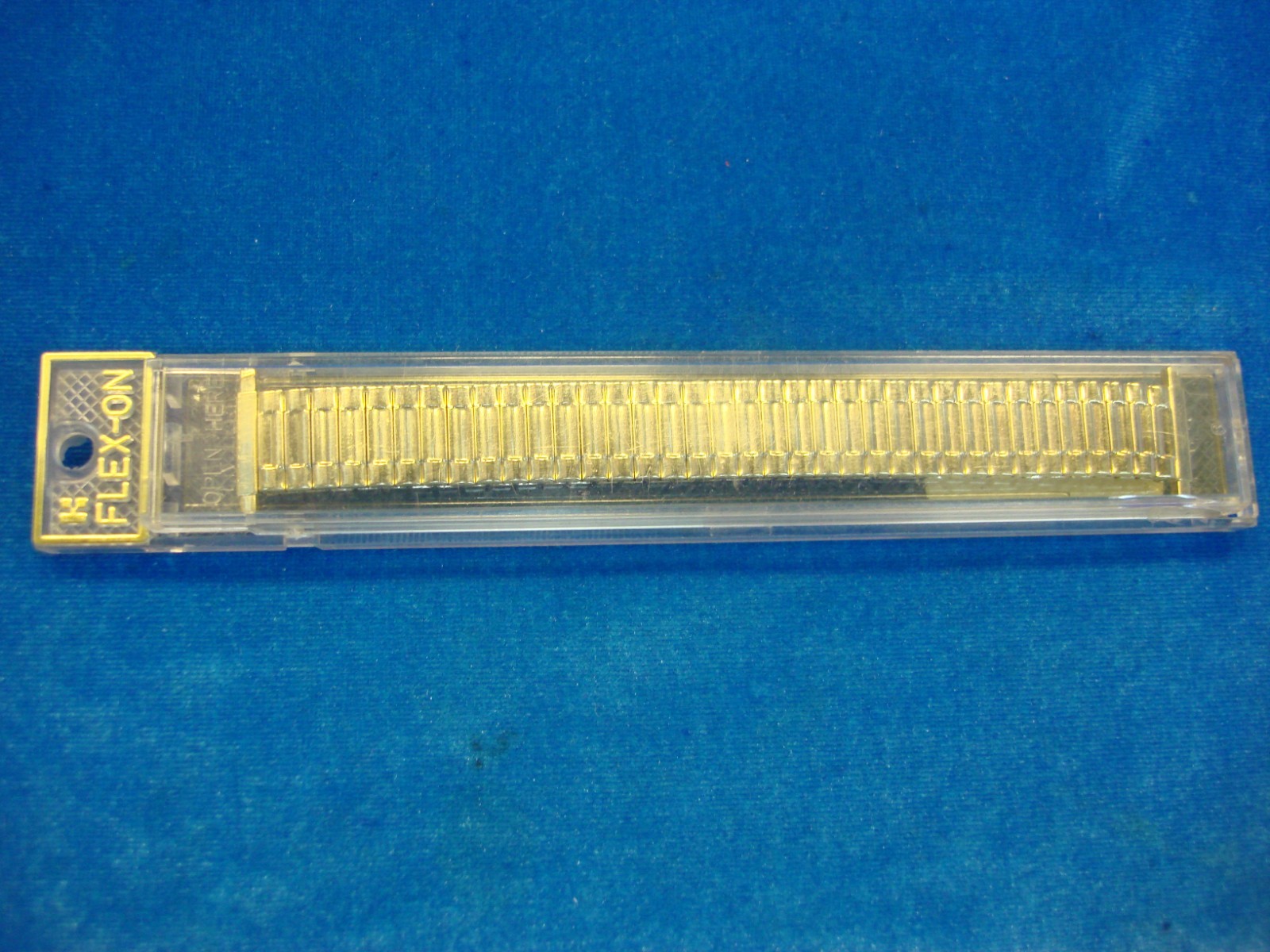VINT. FLEX-ON BY KREISLER – STAINLESS W/GOLD PLATE WATCH BAND – NOS – 15 – 17 MM