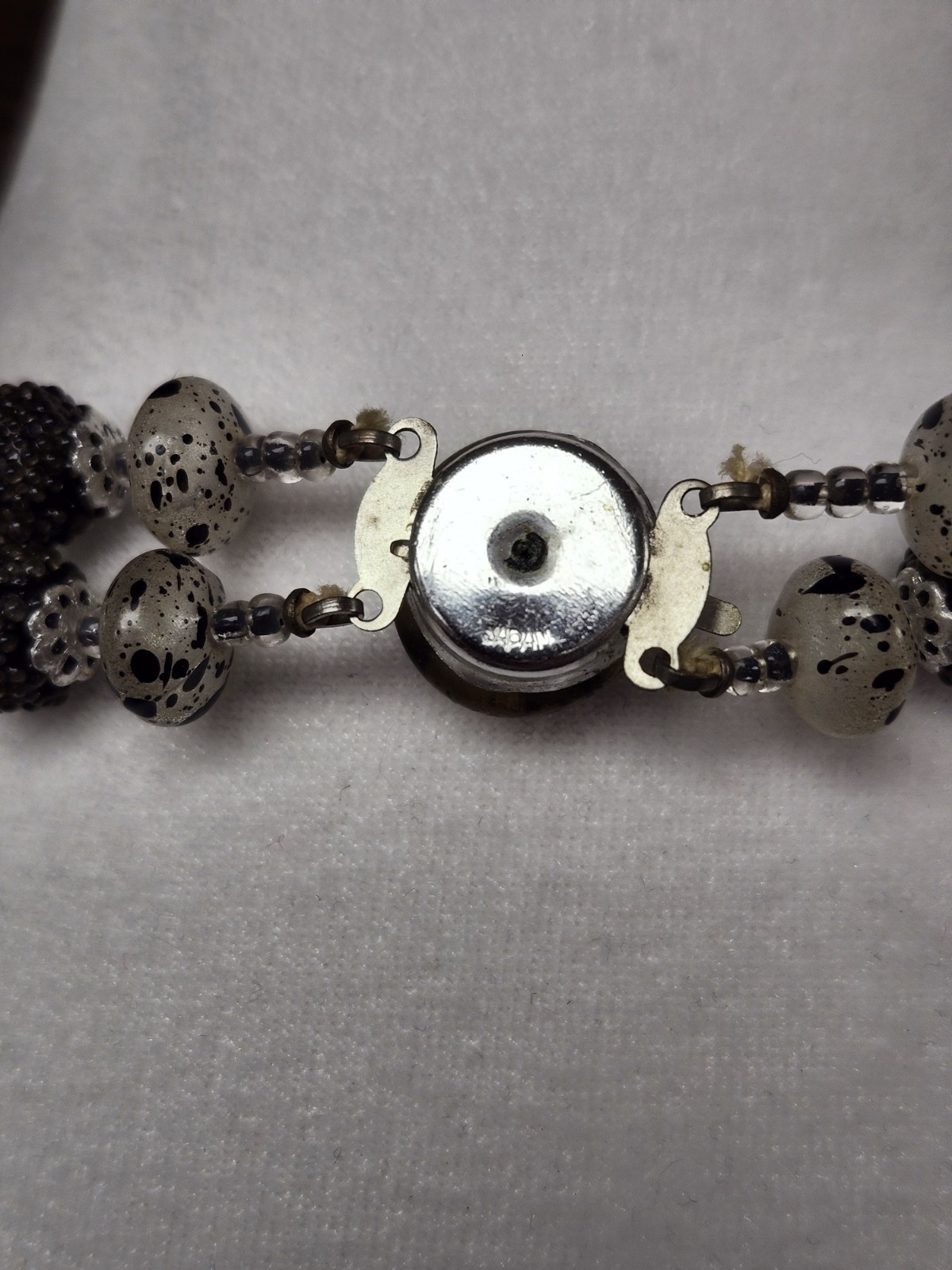 Vintage Black & Clear Bead Multi Strand Necklace Elegant