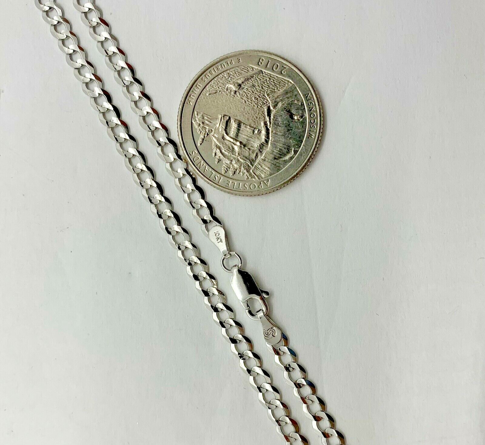 10K Solid White Gold Cuban Link Chain/Necklace Men’s/Women’s 2.2mm-5.7mm 16″-30″