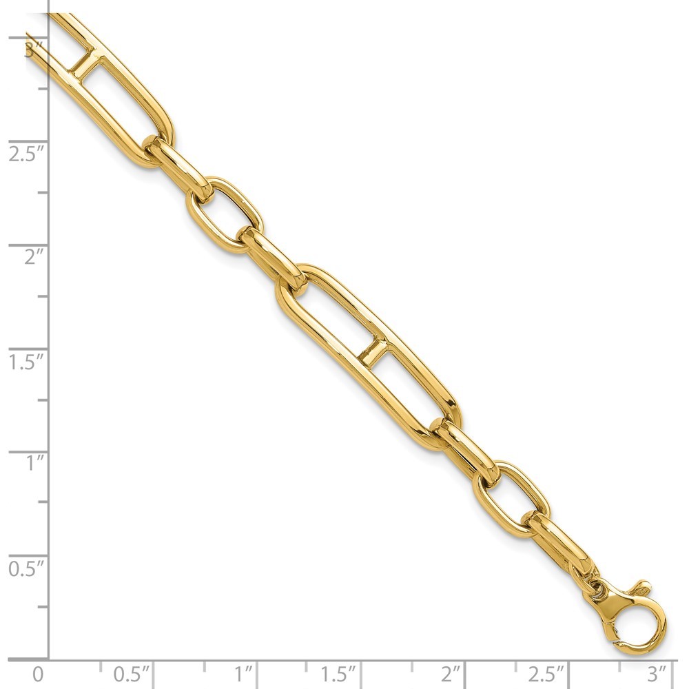 14K Yellow Gold Polished 7.4mm Fancy Open Link Cable Bracelet For Mom 8″