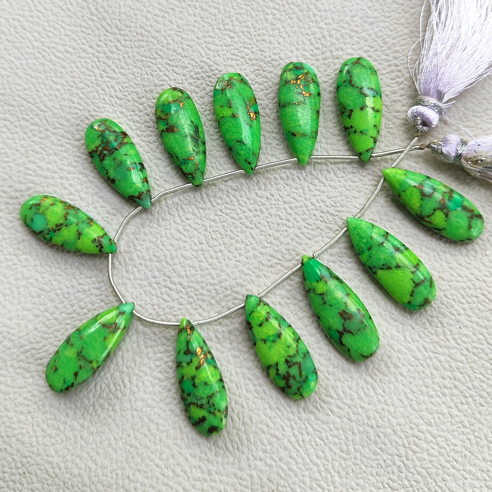 6″ Strand Green Turquoise Smooth Pear Shape Beads 25x10mm