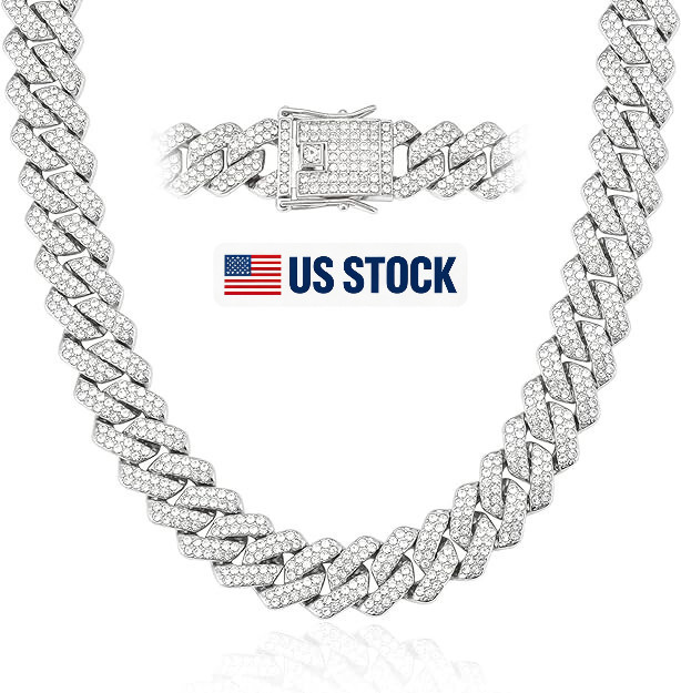 Cuban Link Chain Miami Necklace Iced Out Stainless Steel Plated High Quality