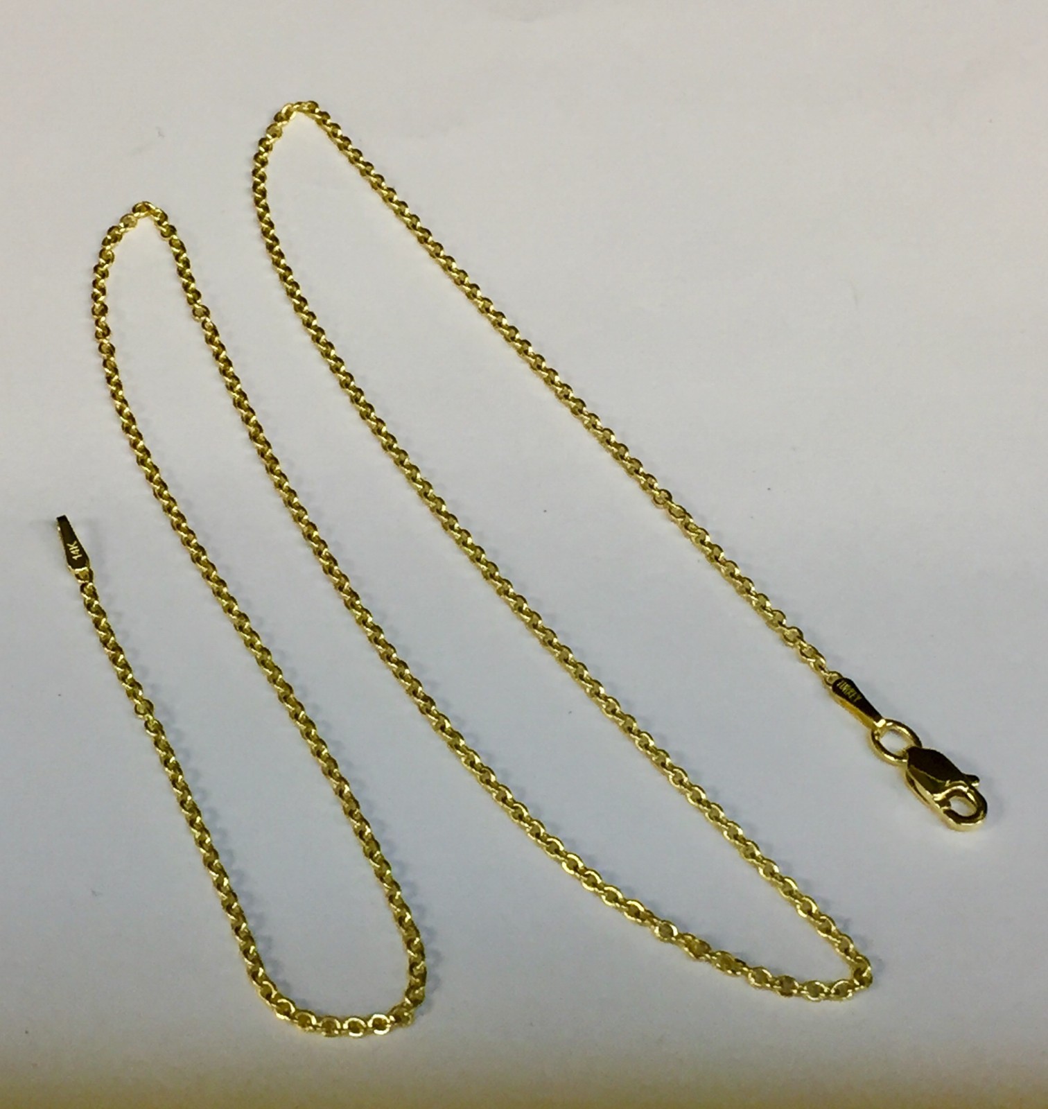 14k Yellow Gold Cable Link Pendant Chain/Necklace 18″ 1.5 mm 1.4 grams RCAB40