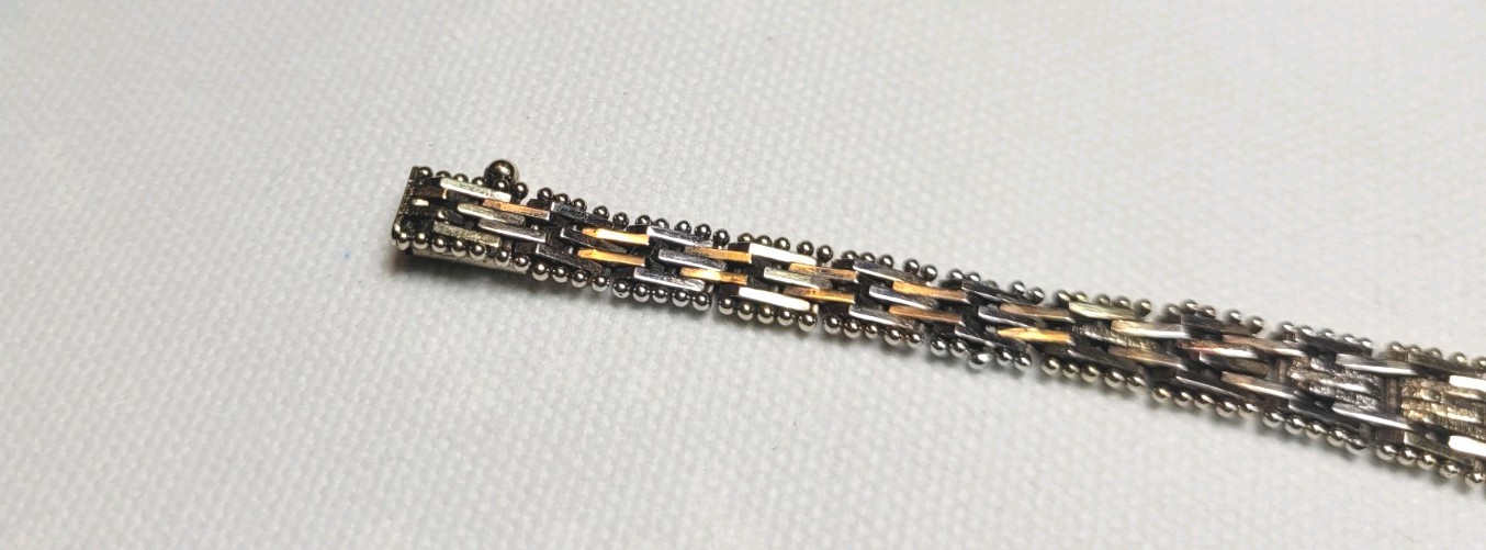 Vintage Sterling 925 ITALY MILOR Tri-Color 7.5″ Riccio Chain Bracelet 20.79gr