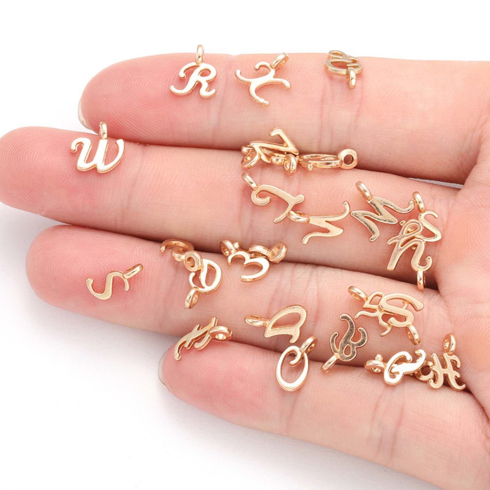 26/52pcs A-Z Mini Alphabet Charms – 10mm Silver Gold Alloy Letter Pendants DIY