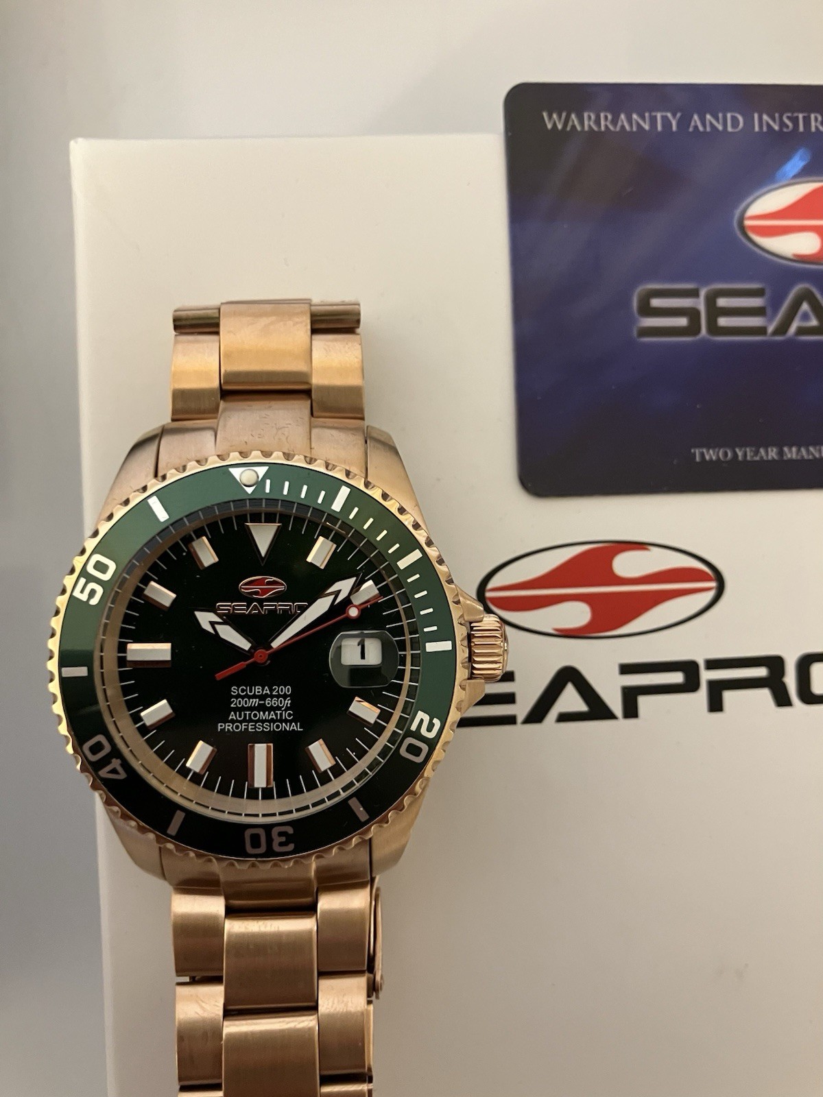 Seapro Men’s Scuba 200 Dark Green Dial Watch, Seiko NH35A, SP4323, NIBox