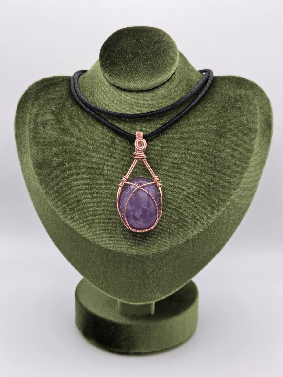 Handcrafted copper wire wrapped natural Amethyst necklace pendant