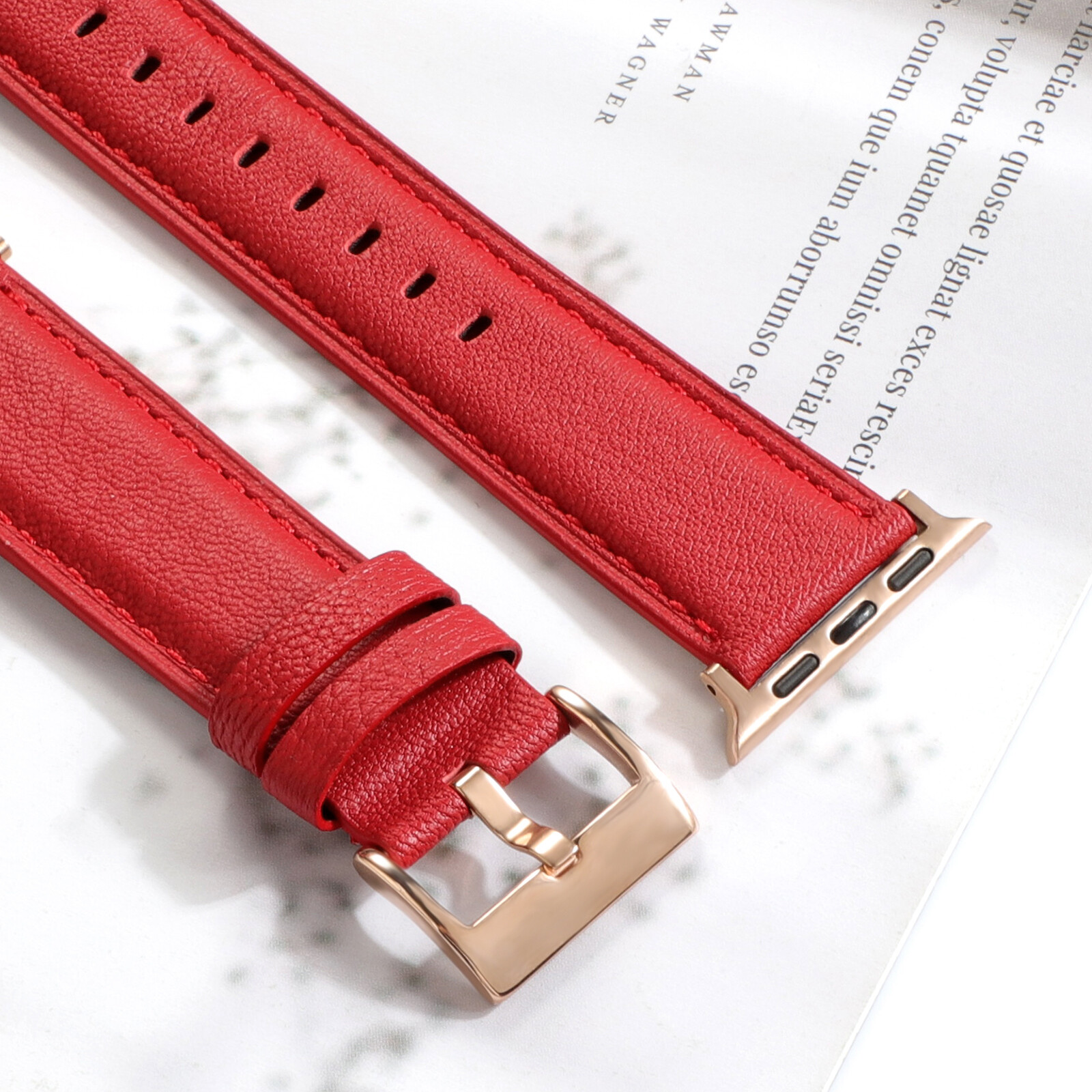 Classic Genuine Leather Wrist Band Strap For Apple Watch Series 10/9/8/7/6/5/SE