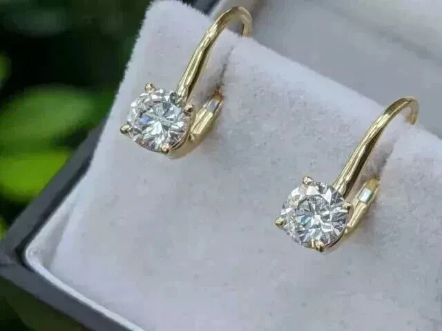 2Ct Round Cut Lab Created Diamond Women’s Huggie Earrings 14K Yellow Gold Plated