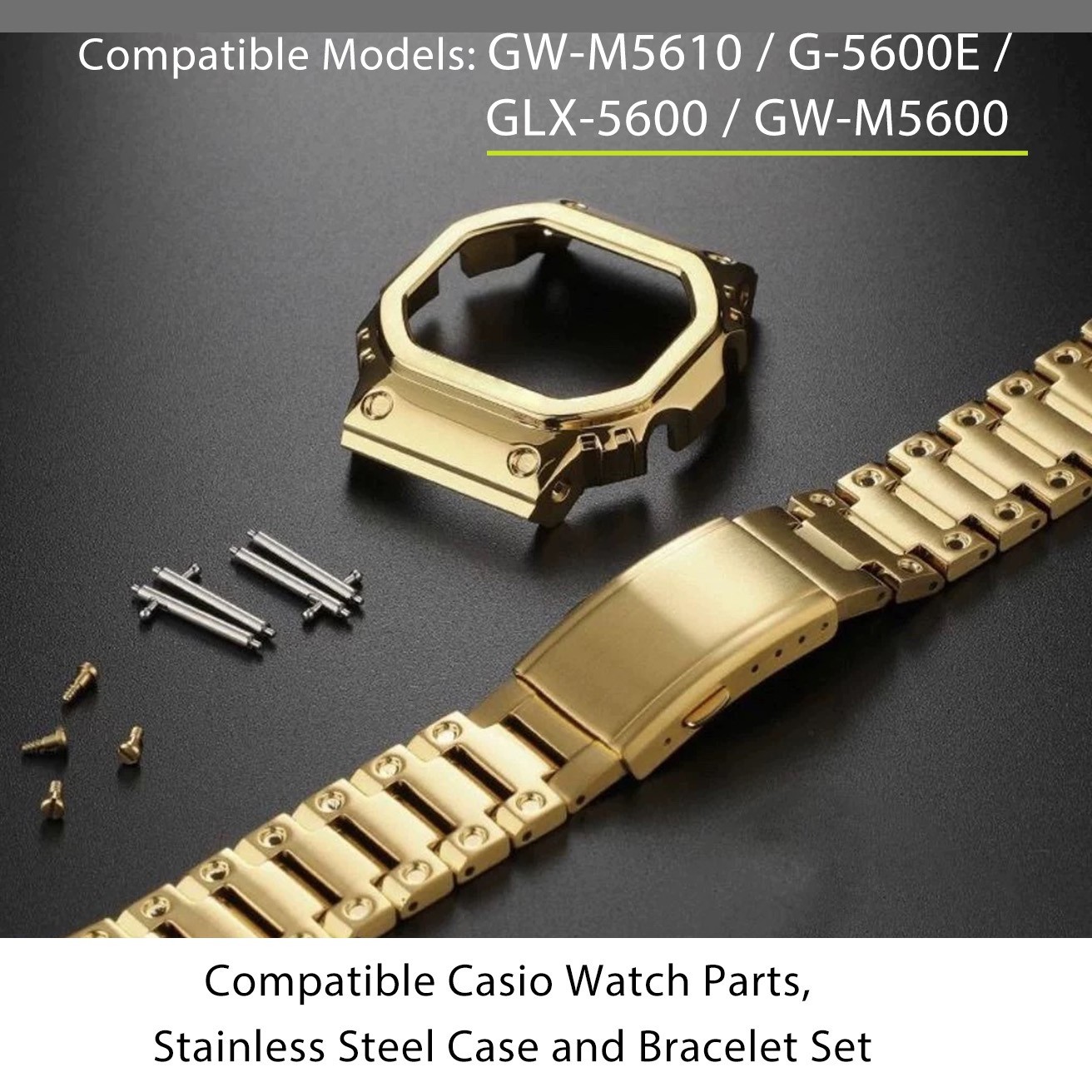 Stainless Steel Watch Case Band Mod Kit Replacement For Casio G-Shock GW-M5610