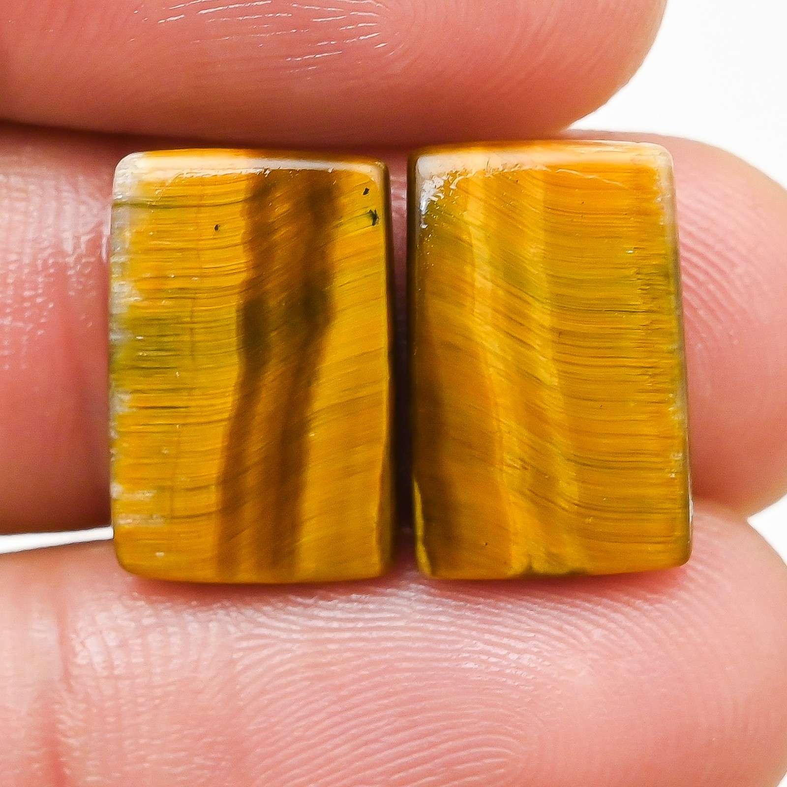 13.90Cts Natural Golden Tiger Eye Pair Cushion Cabochon Loose Gemstone