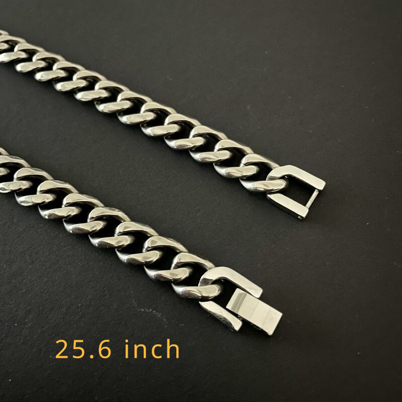 TA1 Pure Titanium Necklace 10.5mm Grinding Six Faces Be Antiallergic 25.6 inch