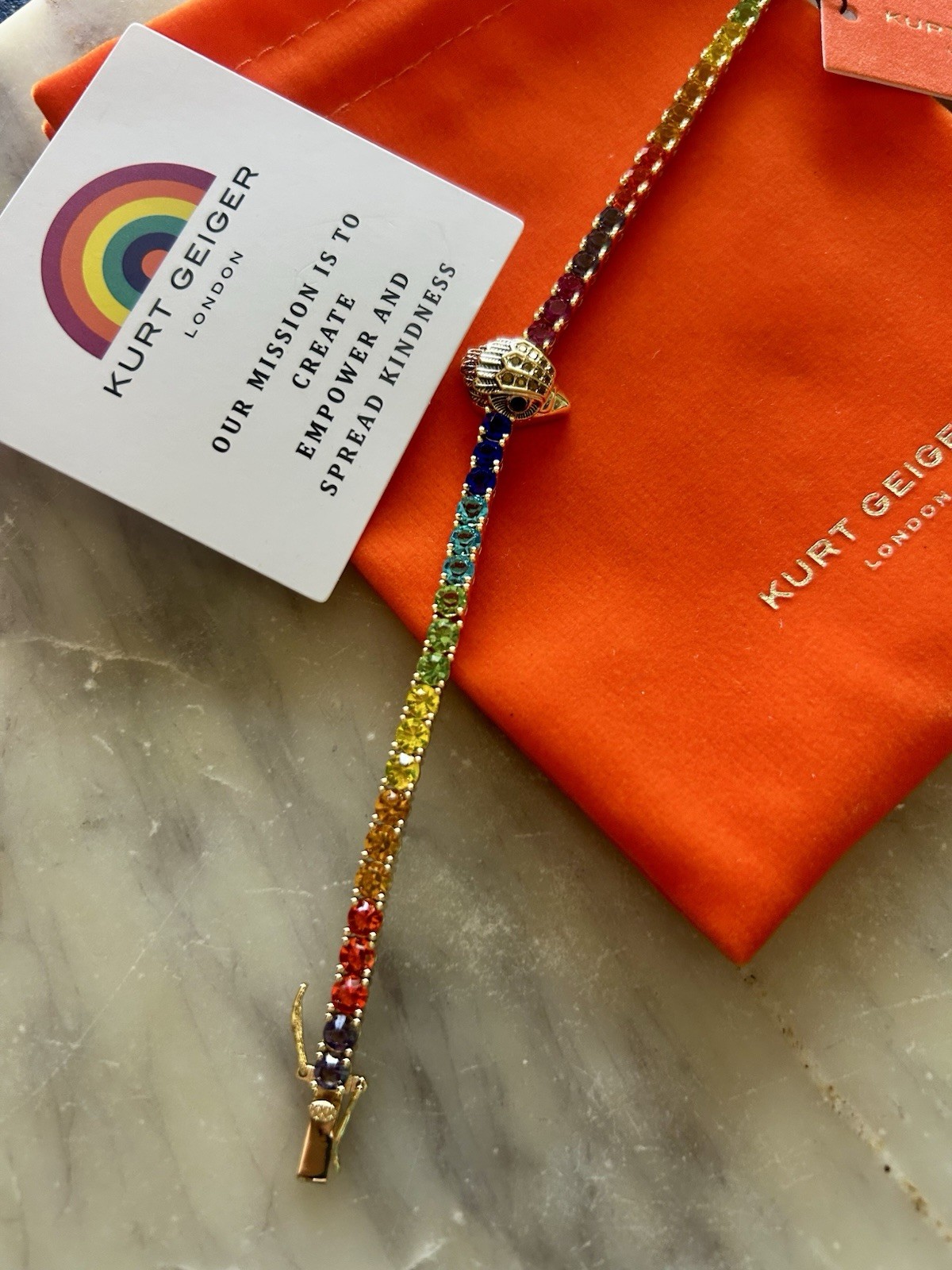 Kurt Geiger Multicolor Tennis Bracelet Crystal Stones Prong Setting