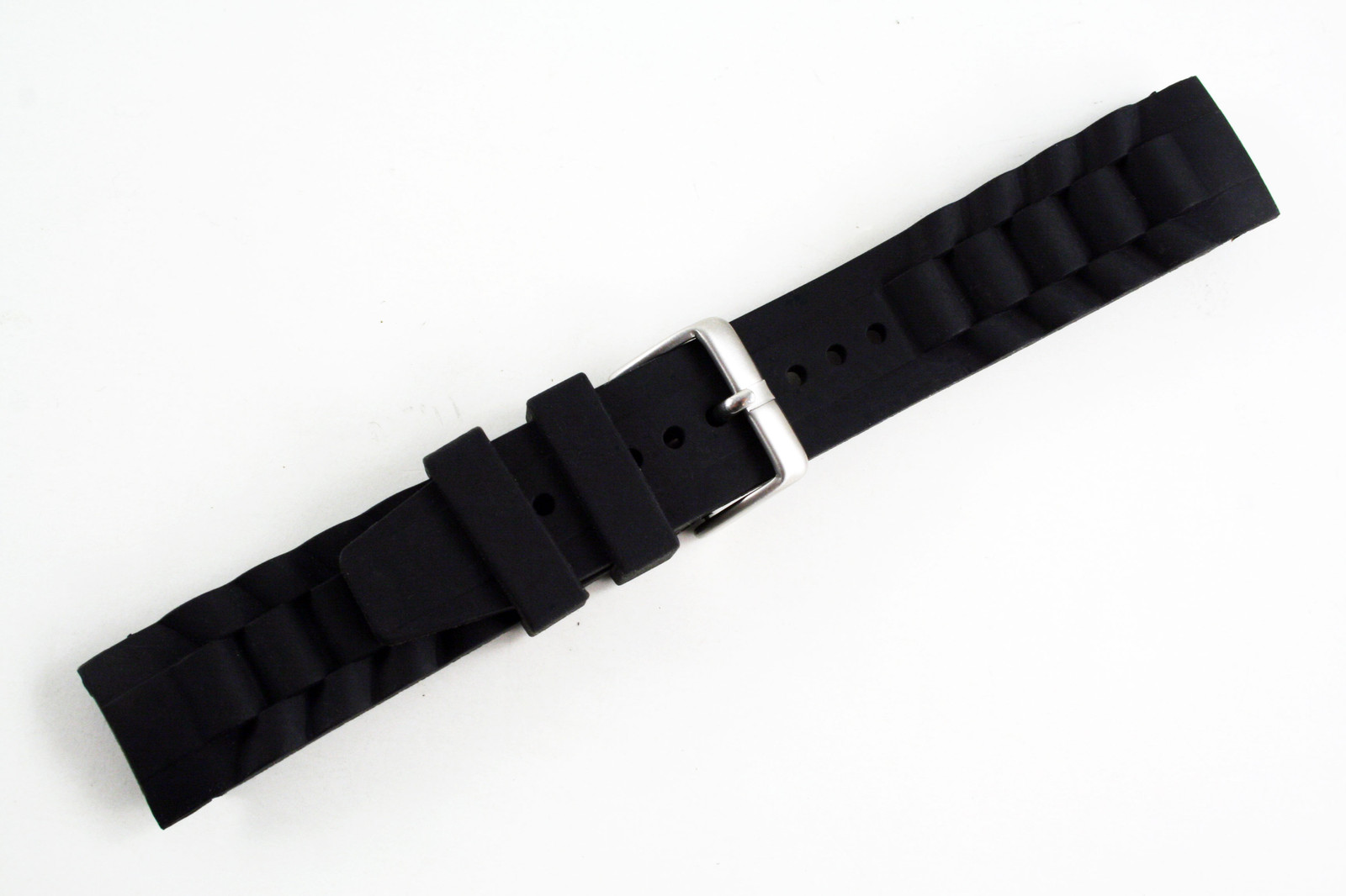 22mm Silicon Rubber watch band strap Black strap fits Fossil watches curved