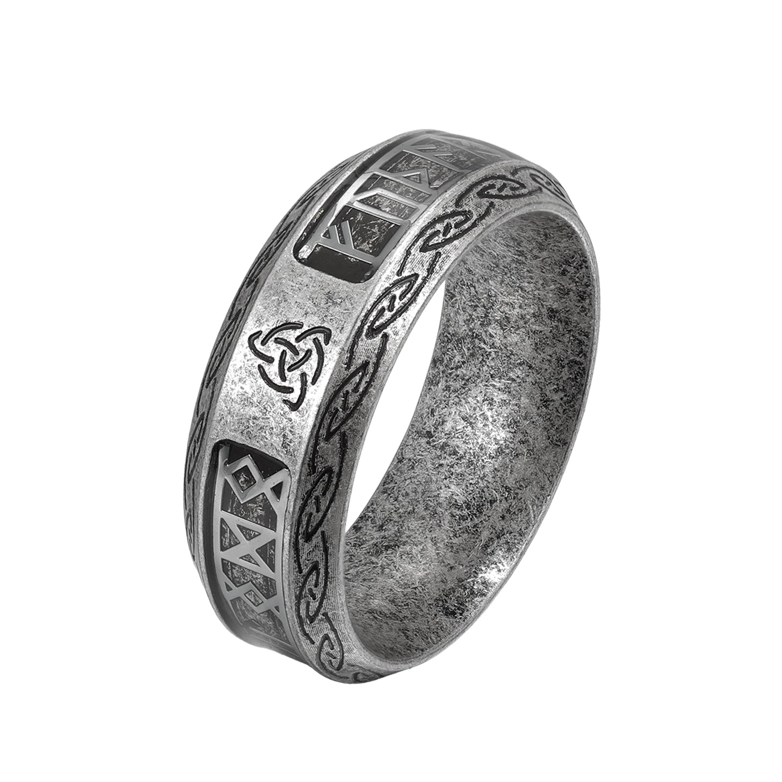 Men’s Retro Viking Rune Ring Stainless Steel Nordic Talisman Band Jewelry Gift