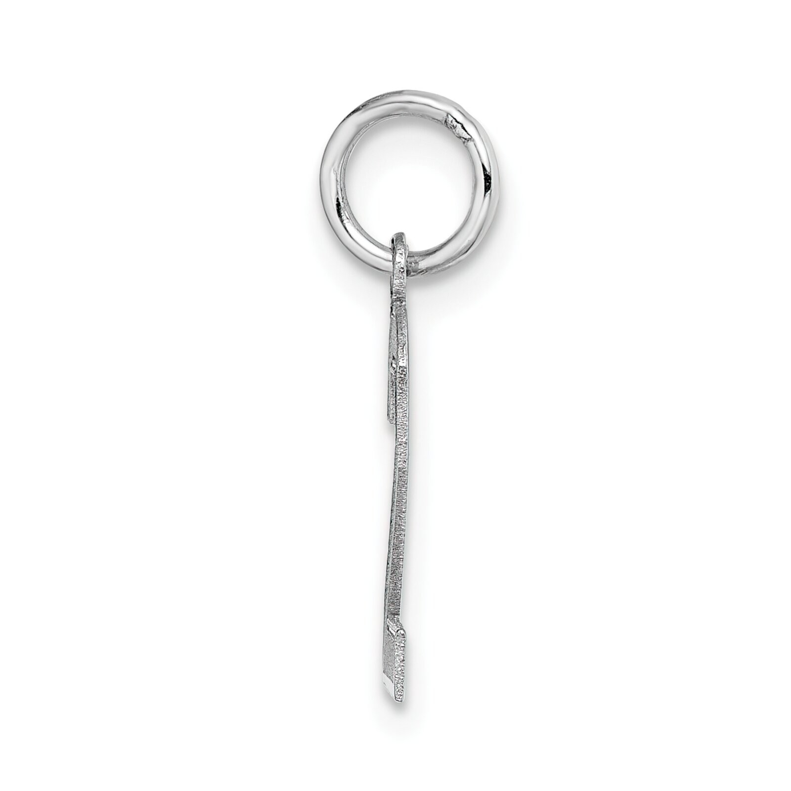 14K White Gold Small Satin Number 2 Charm Pendant Jewerly 19mm x 7mm