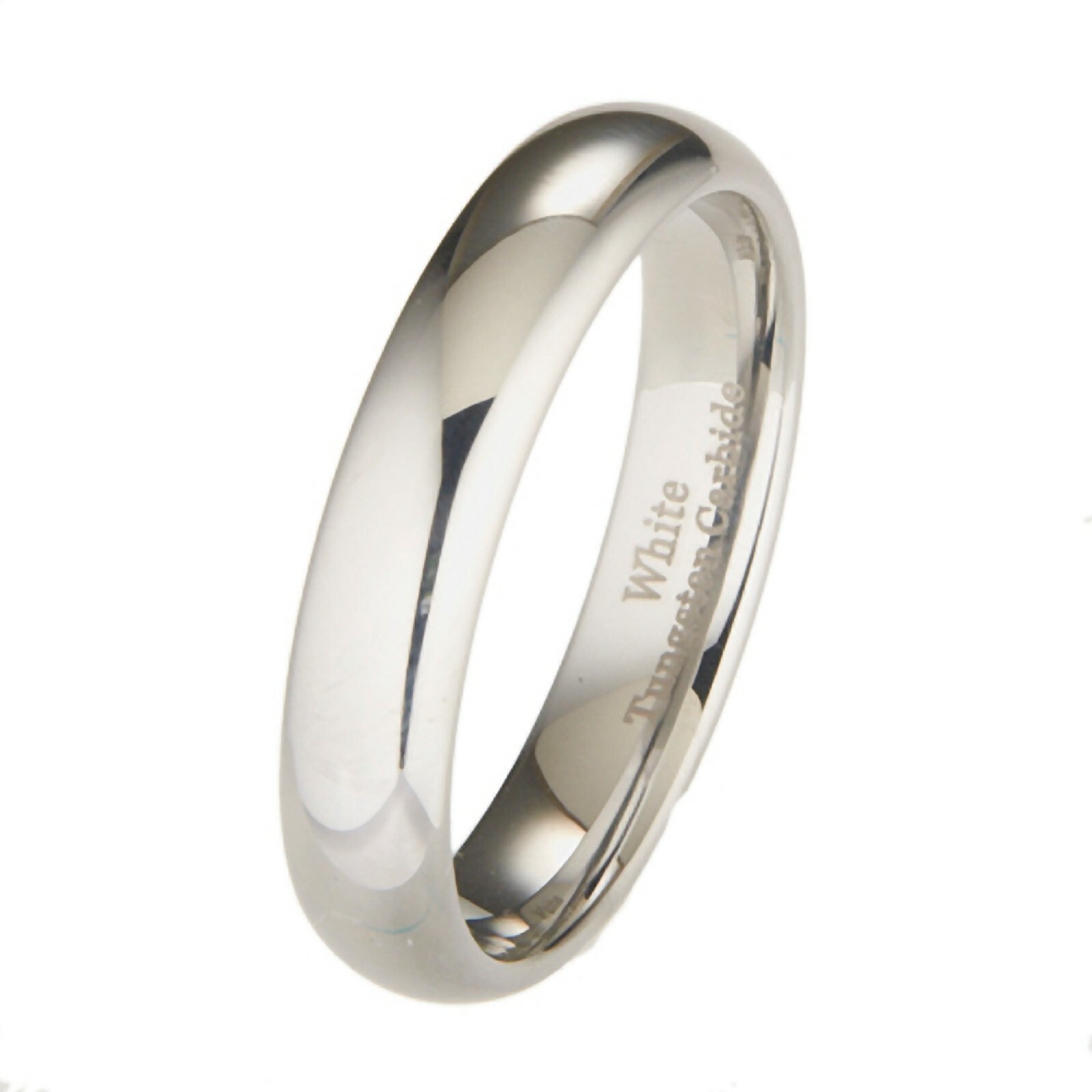 3mm-10mm White Tungsten Carbide Polished Wedding Ring * Custom Engraved *