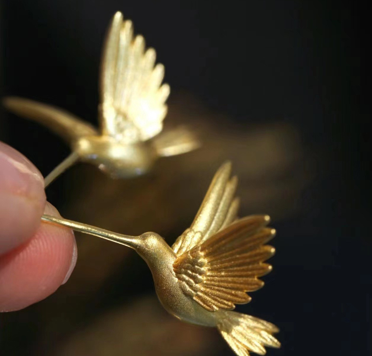 Elegant 14K Gold Plated Hummingbird Bird Stud Earrings Gift