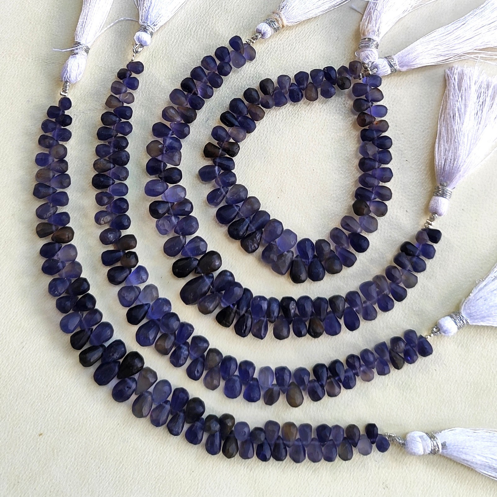 Natural Iolite Gemstone 6×4 to 8×6 mm Size Unpolished Drop Shape Beads 7″ Strand