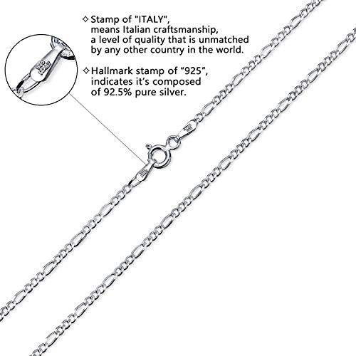 925 Sterling Silver 2mm Italian Solid Figaro Link Chain 18.0 Inches 2.0