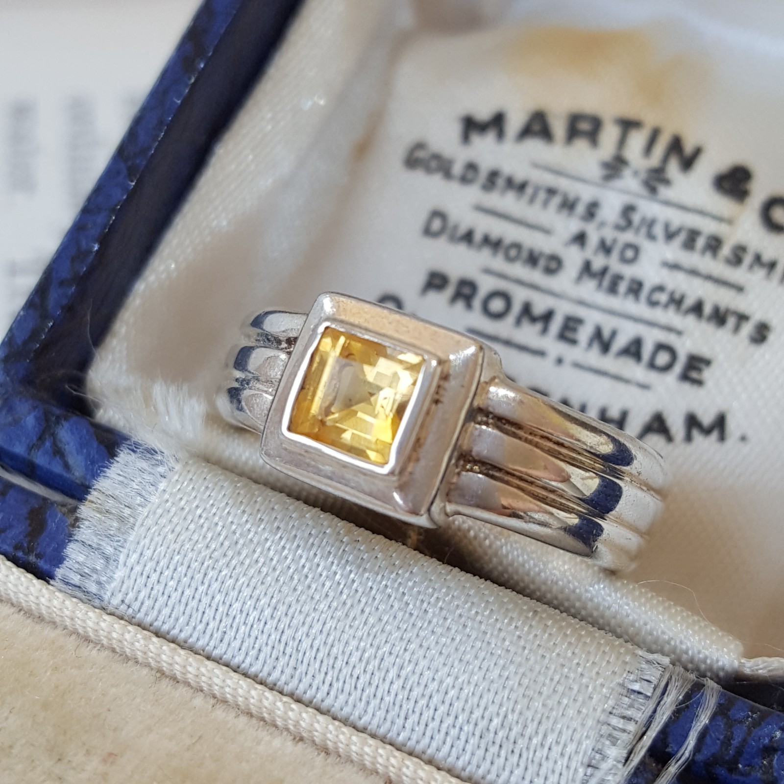 Vintage 925 Sterling Silver Ring, Genuine Citrine Gemstone, Size i.5 US 4.5