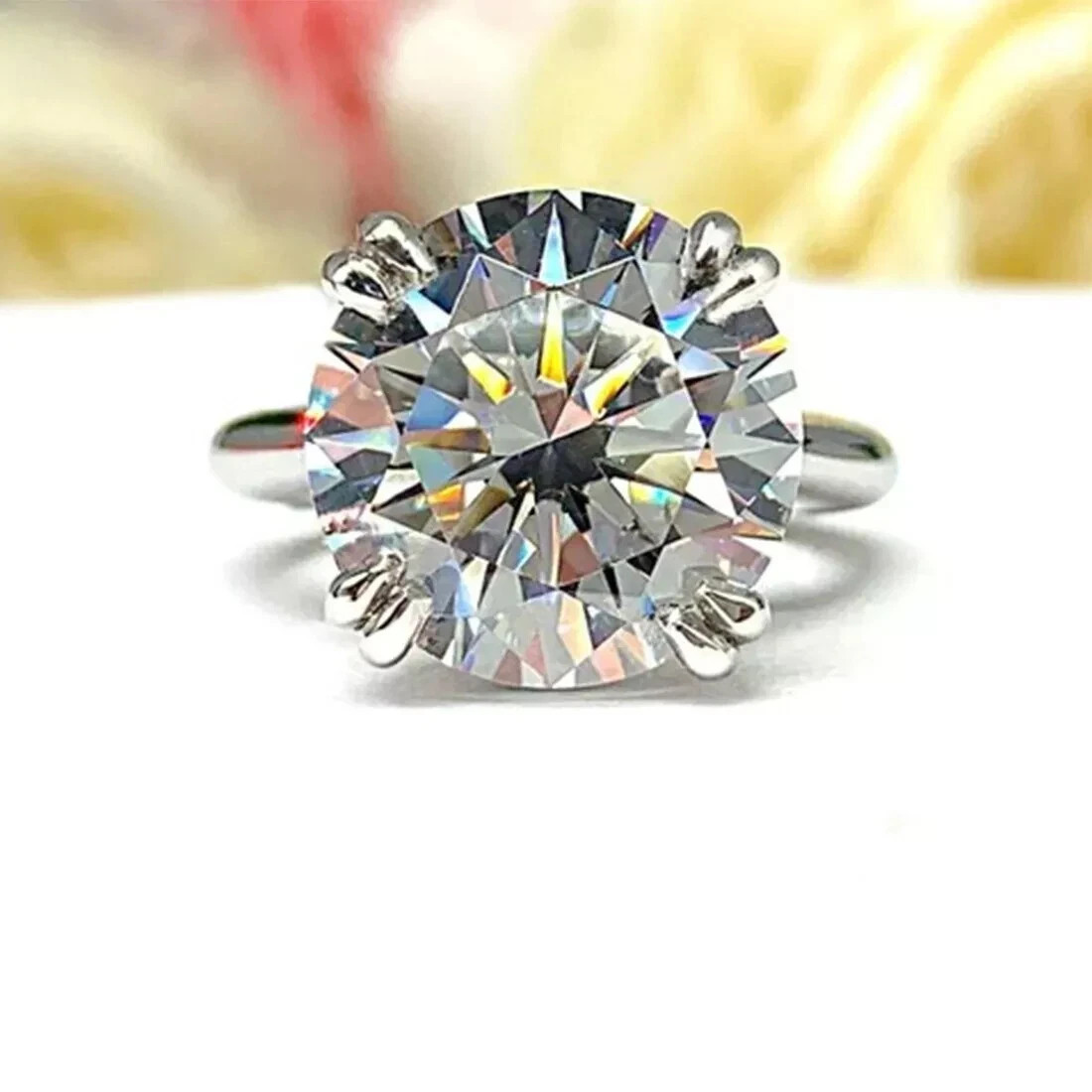 RARE 6.70 Ct Certified White Diamond Round Cut Solitaire Ring In 925 Silver
