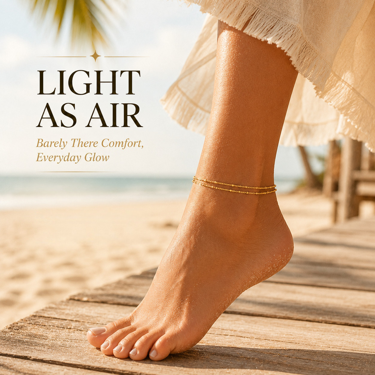 Uxvwez Gold Silver Anklet for Women Dainty Double Layer Chain Adjustable Ankle