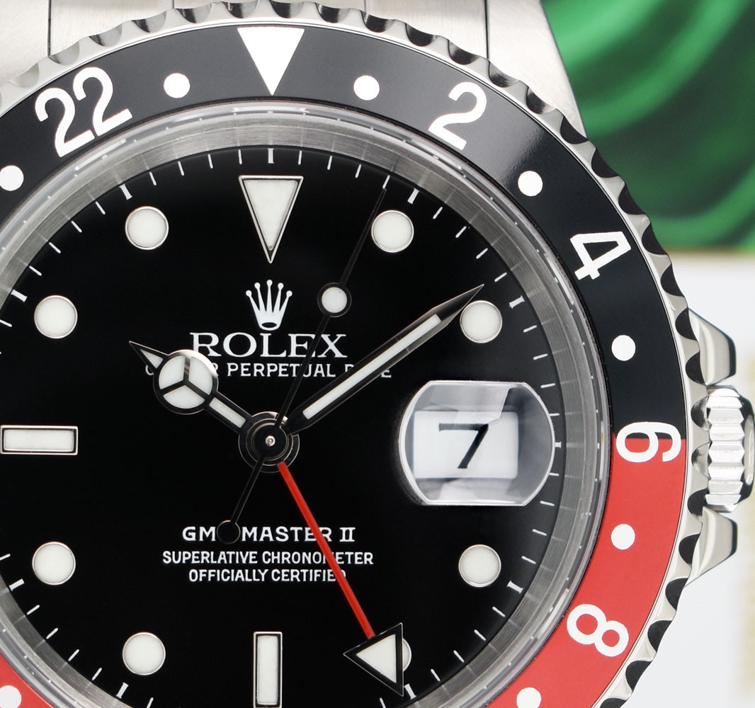 ROLEX Vintage 40mm SS GMT Master II Black Red “Coke” Bezel SEL 16710 SANT BLANC