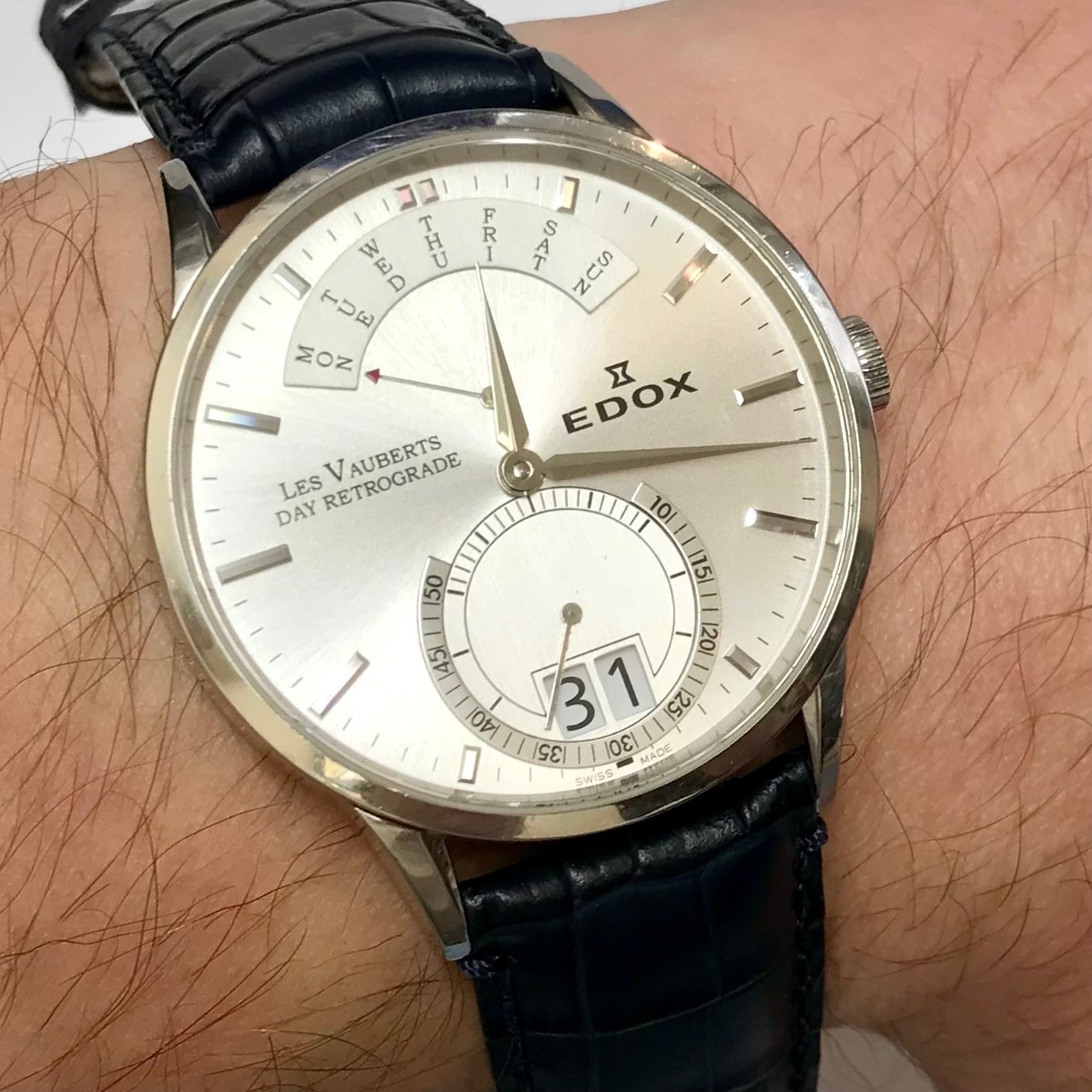 Edox Les Vauberts Day Retrograde set box ref. 34001 WR50 Watch