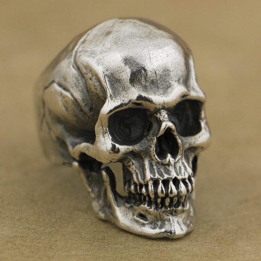925 Sterling Silver Heavy Skull Ring Mens Biker Gothic Ring Punk Jewelry TA50D