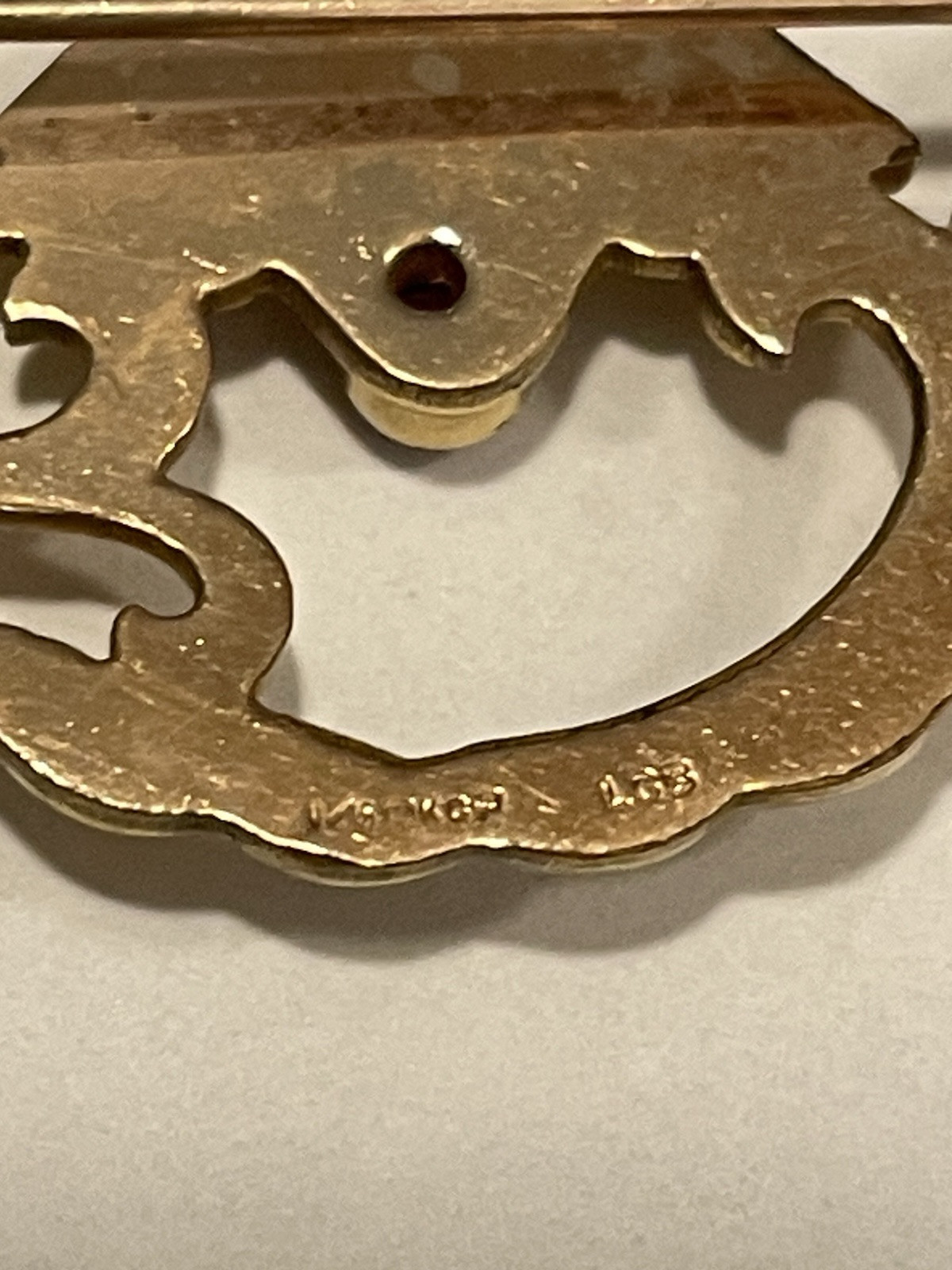Vtg NTY Bell Systems 1/5 10k Gold Filled Ruby Pin Pendant Brooch