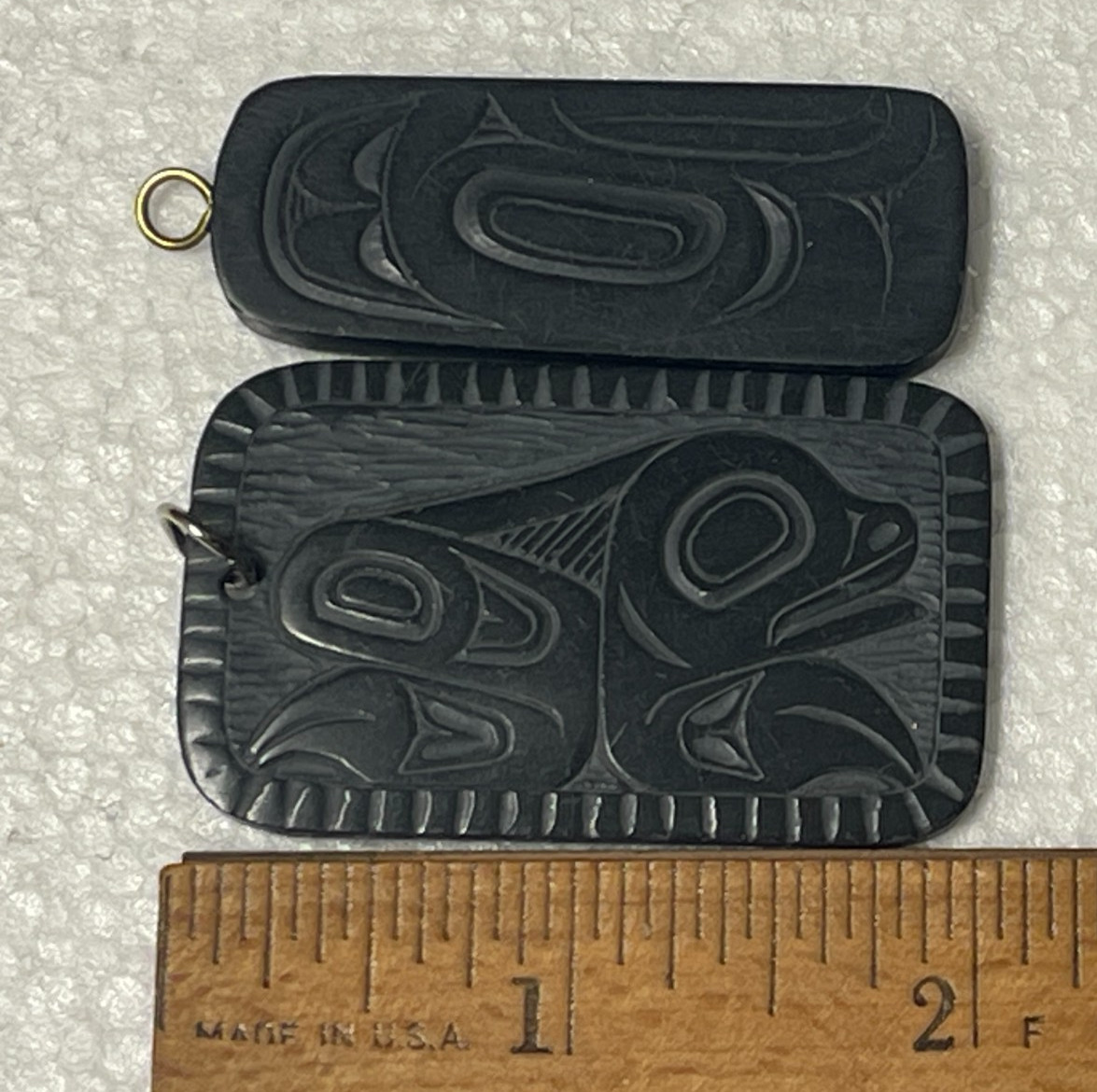 Denny Dixon & Pat Dixon Haida Native Americans Carved Argillite Pendants Signed