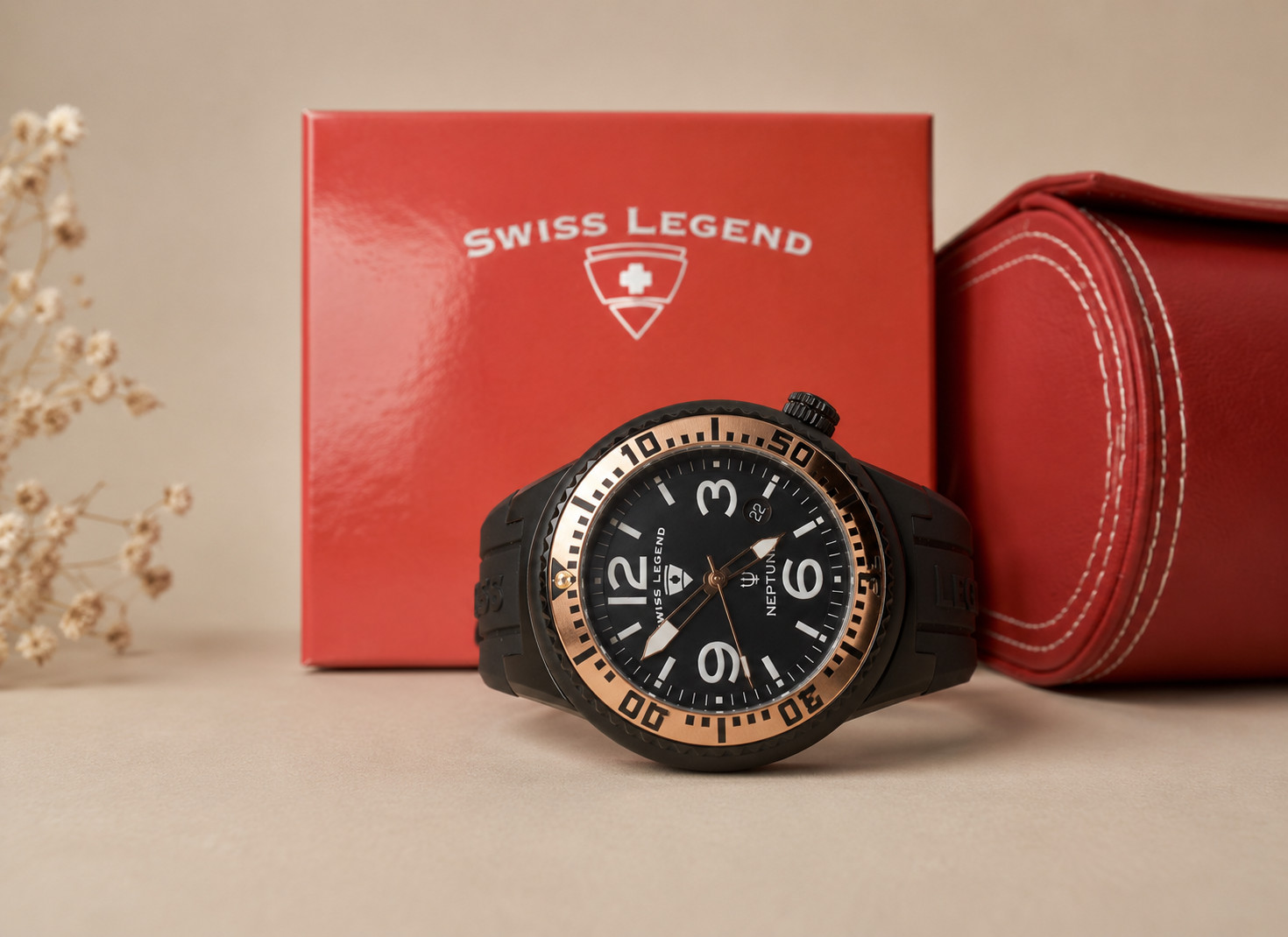 Swiss Legend Neptune Force 44mm Watch Bronze/Rose Gold Accent (21819P-BB-11-RA)