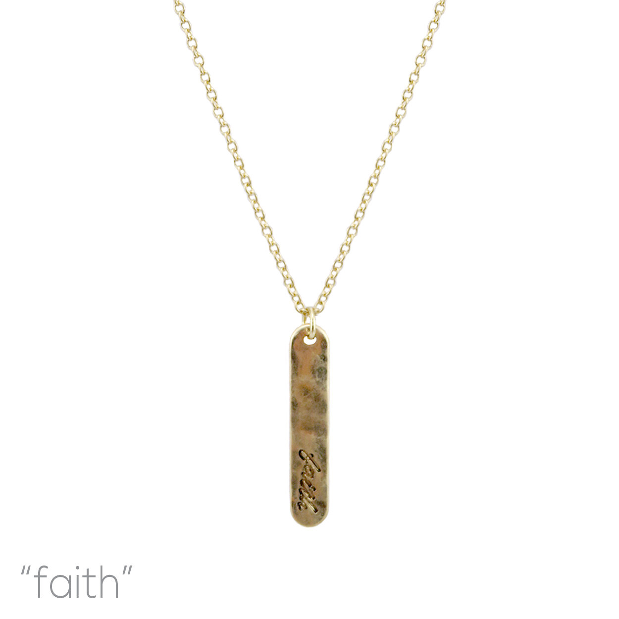 Faith Vertical Bar Pendant Necklace – Silver or Gold (0.24×1.24in)(16+3in)
