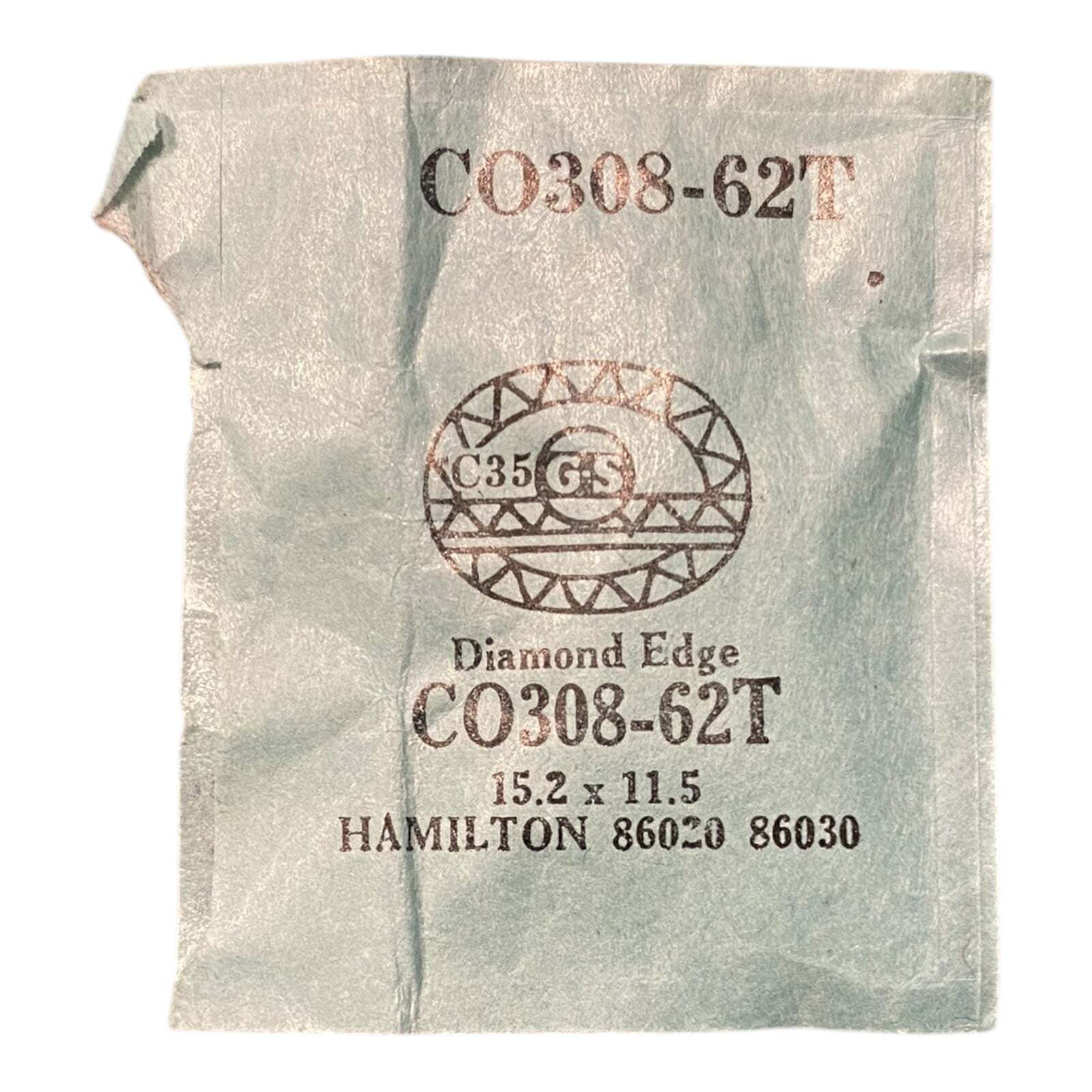 Germanow-Simon Mach (GS) CO308-62T Watch Crystal 15.2×11.5 NOS Part Hamilton