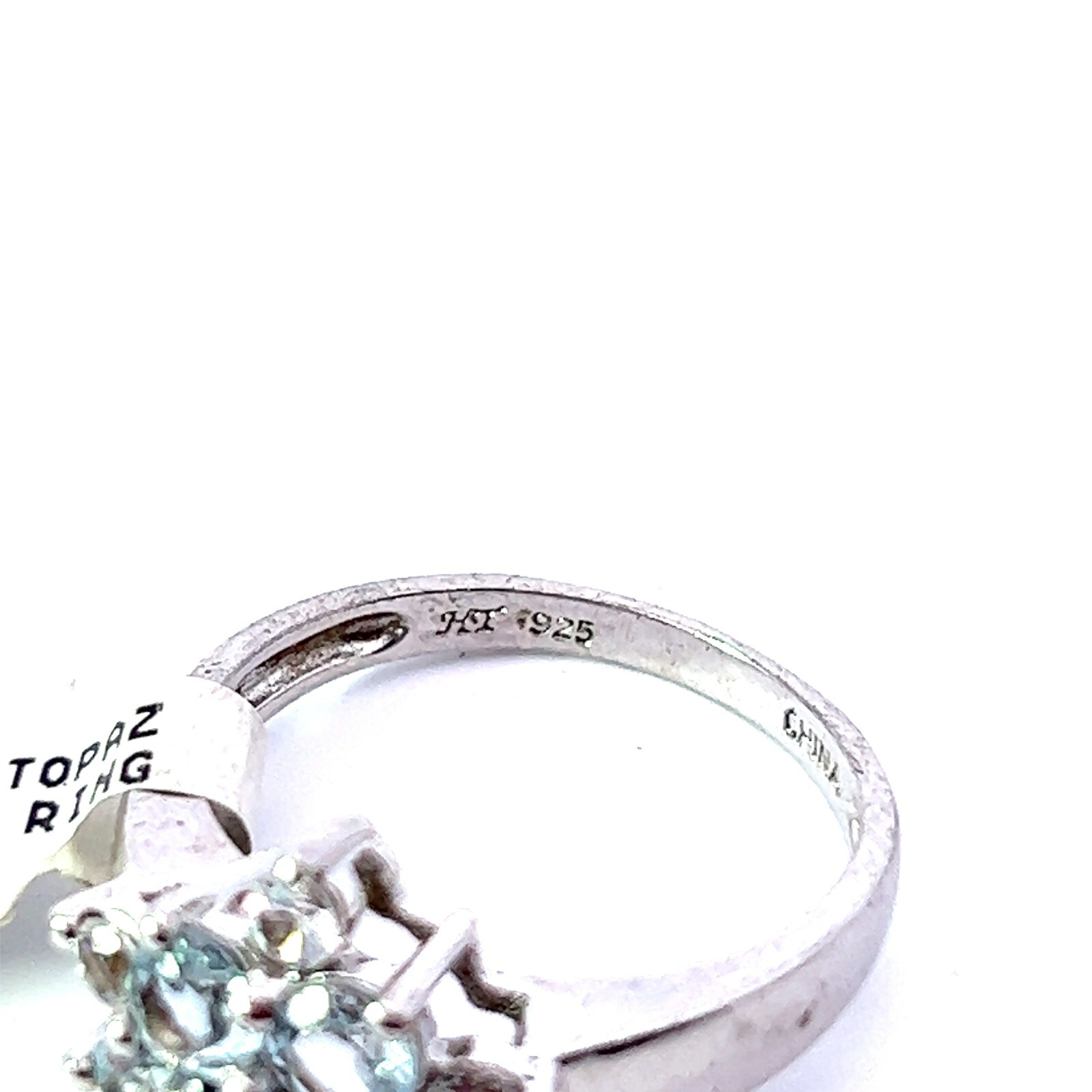 Sterling Silver 14.2mm Lab Created Blue Topaz – 1.61ctw White Topaz Cluster Ring