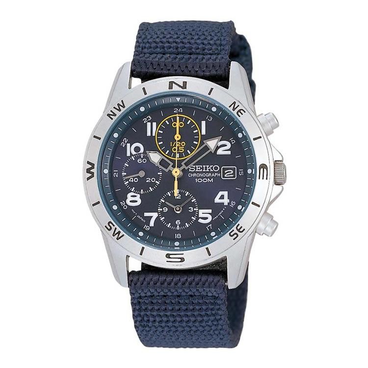 Seiko SND379P2 Chronograph Watch Men’s Quartz 100M Nylon Band