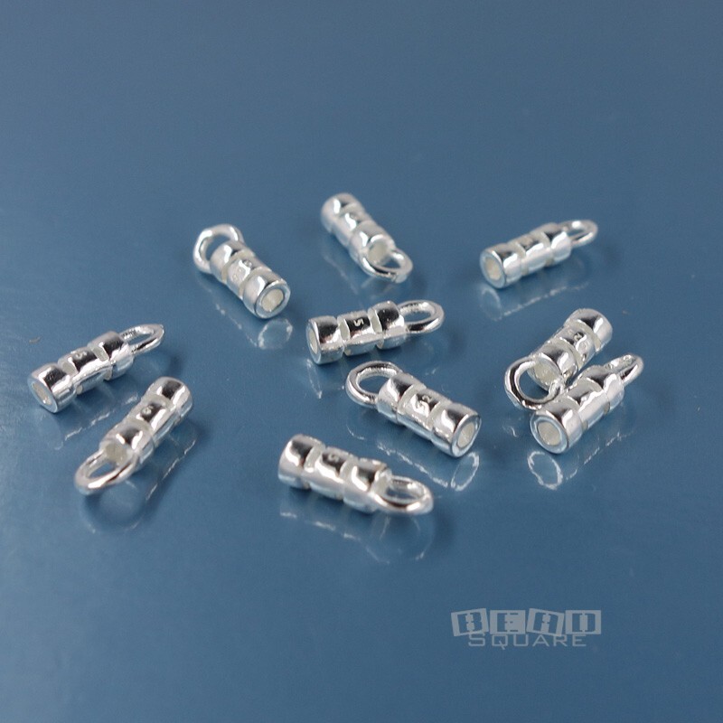 10 Solid Sterling Silver Crimp Cord End Connectors Fit up to 1.4mm Cord #33426