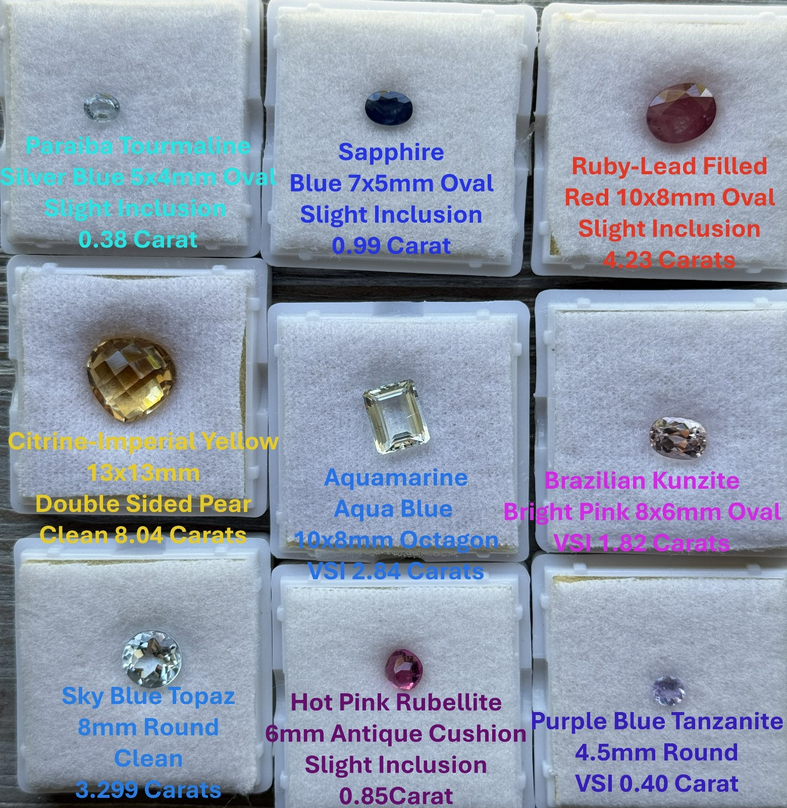 PRECIOUS GEM INVESTMENT LOT #26: 9 GEMS, 22.84 TCW. Includes Paraiba Tourmaline