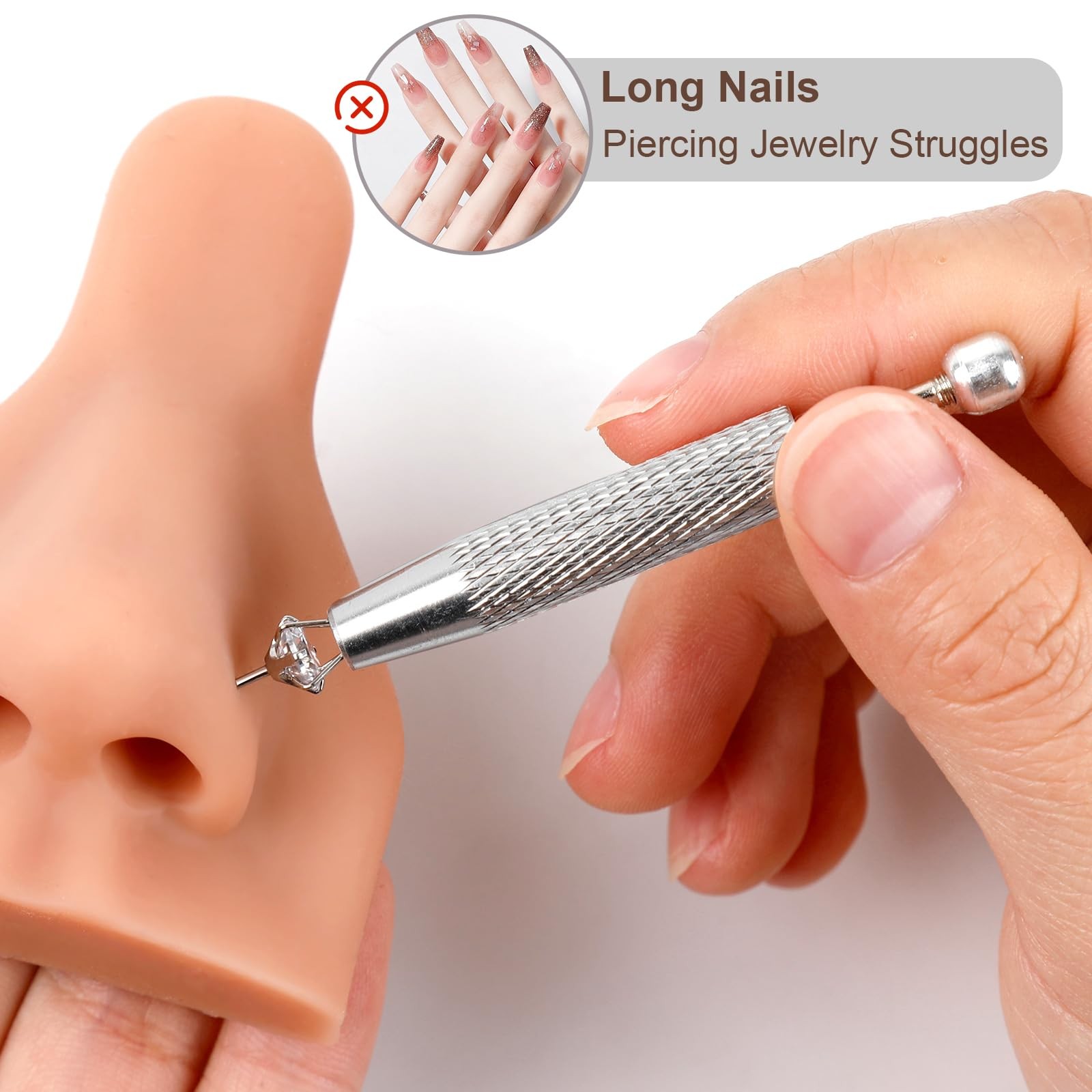 2 PCS Piercing Ball Grabber Tool for Changing Jewelry, Stianless Steel Flat B…