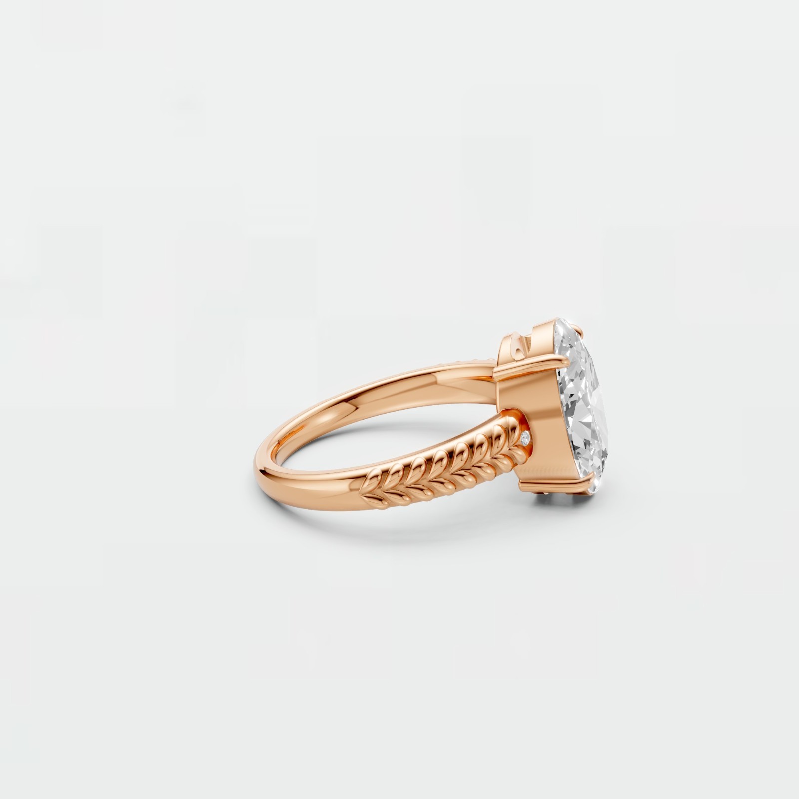 Three Stone Oval Lab Diamond Prong Set Solitaire Engagement Ring