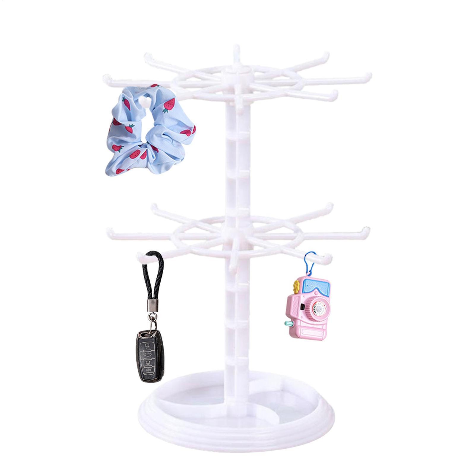 Two Layer Countertop Rotation Display Rack Bracelet Necklace Keyring StorageRack