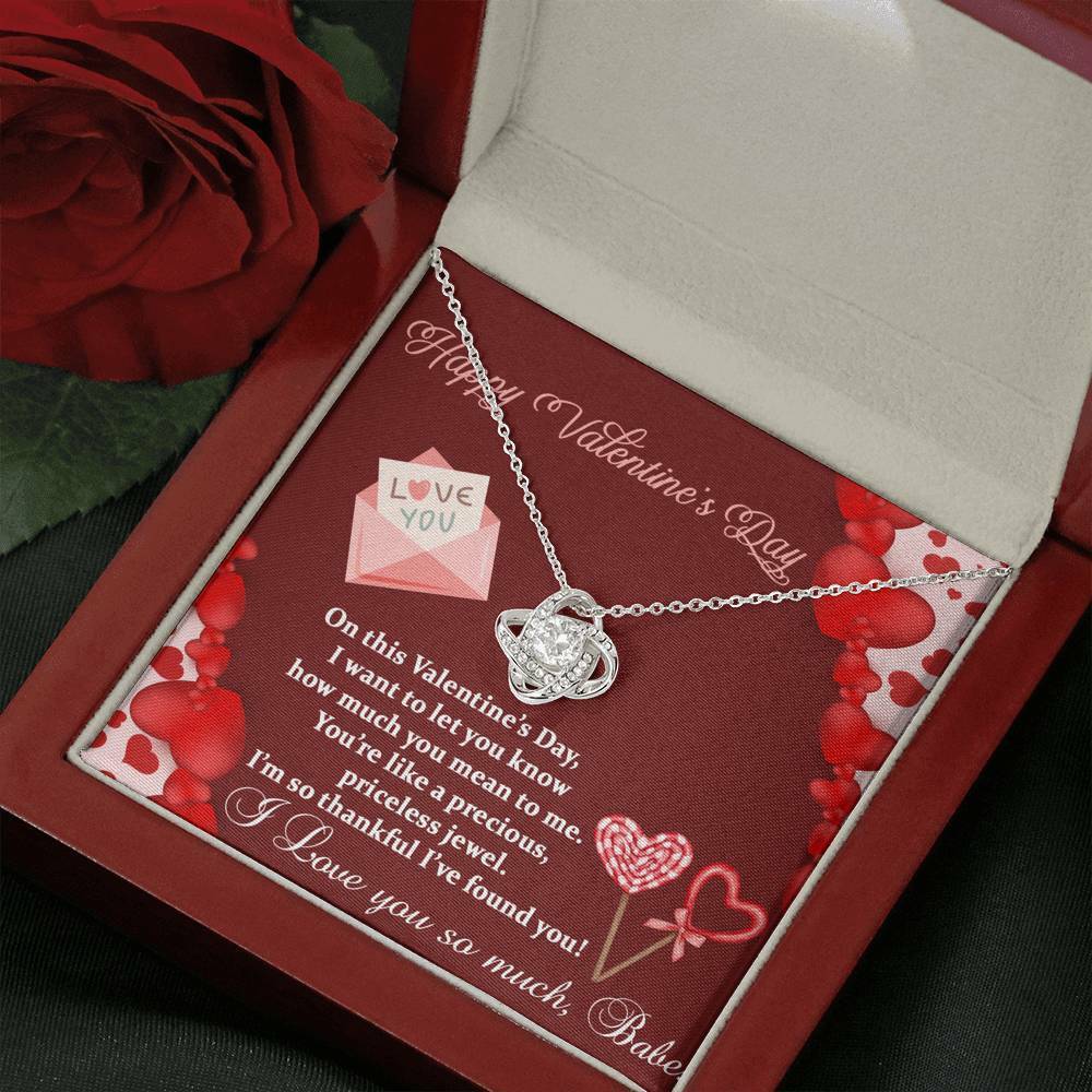 Love Knot Necklace Valentines Gift for Wife Jewelry Gift|Thankful I Found You!
