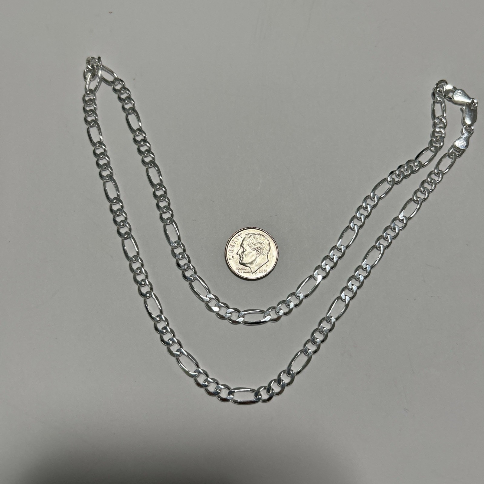 925 Sterling Silver Figaro Chain 5mm Necklace Italy 28” Long 19.6grams SOLID NEW