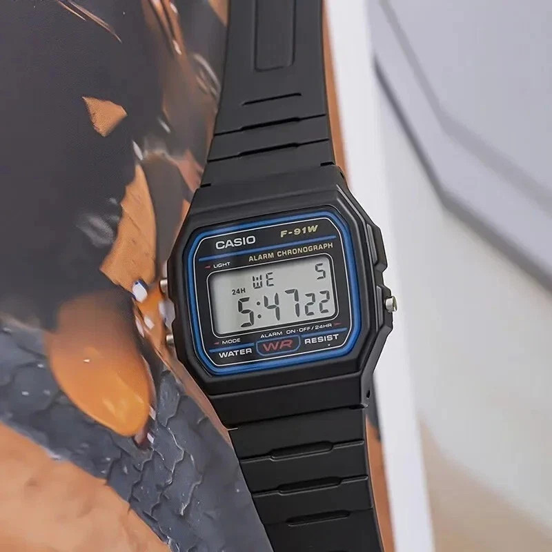 Original Casio F-91W-1 Digital Watch Men Square LCD Electronic Waterproof Sports