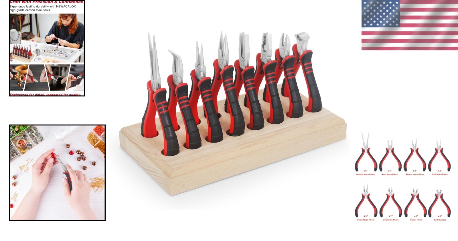 Professional Mini Wire Plier Kit in Wood Base