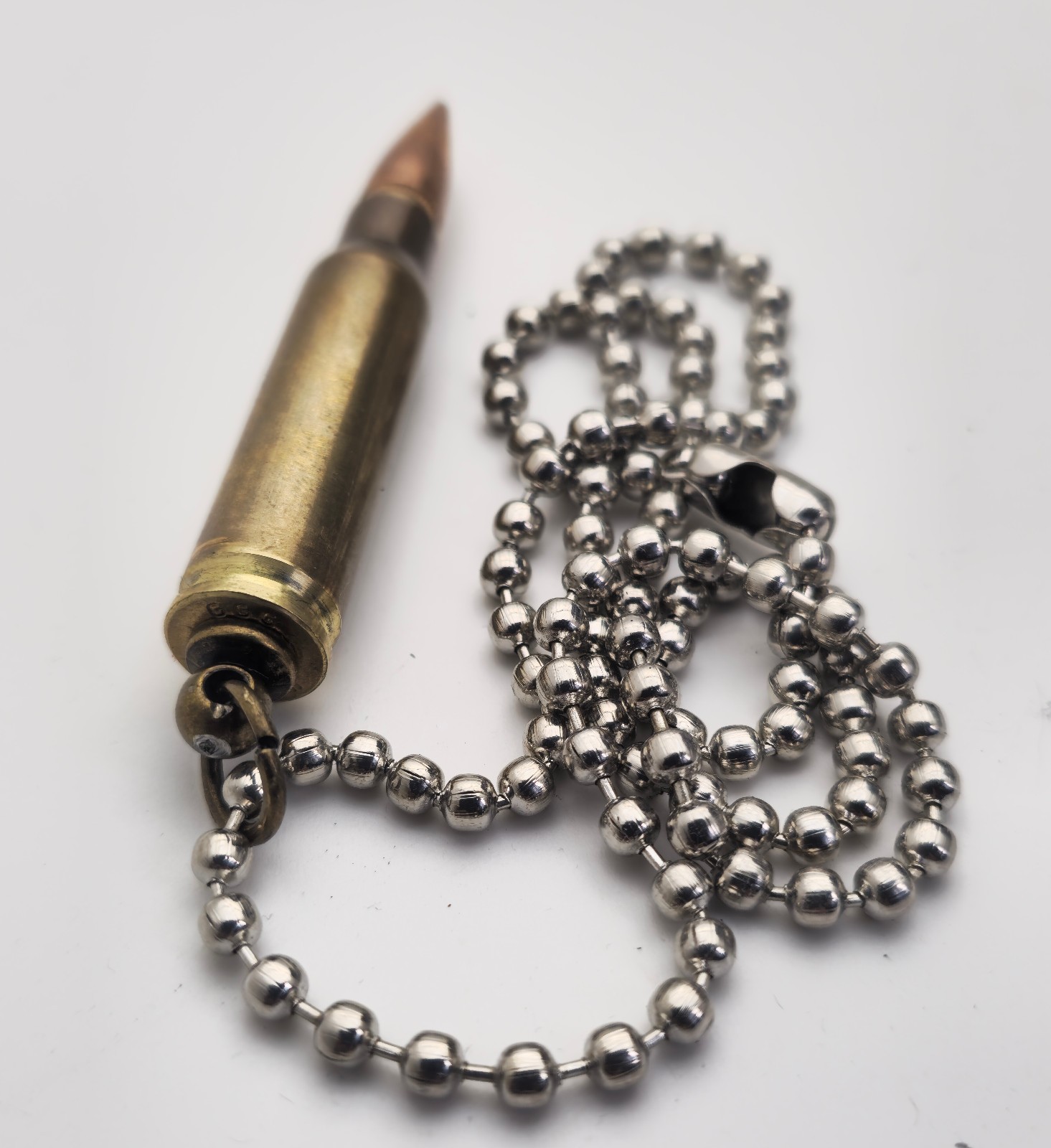 308 Bullet Pendant Necklace, Caliber 7.62×51 Bullet And 60cm Dog Tag Chain MKII
