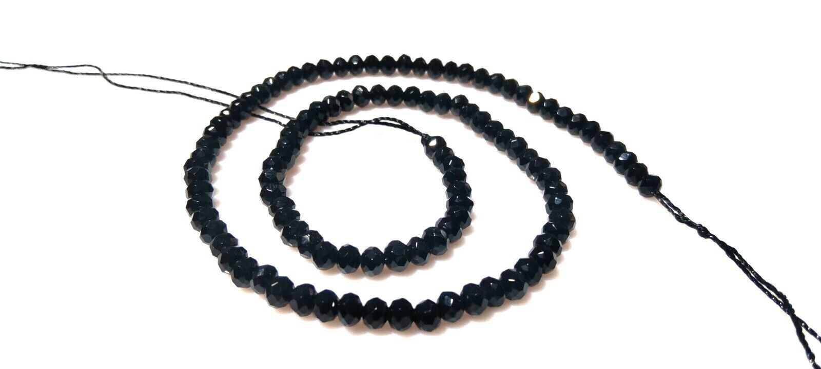 Black Onyx Rondelle Faceted 4×4.5mm Loose Gemstone Beads 18″Inch 1 Necklace